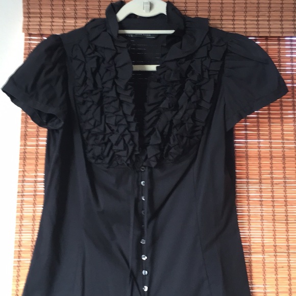 Zara Tops - ZARA Black Tuxedo/Ruffle Top